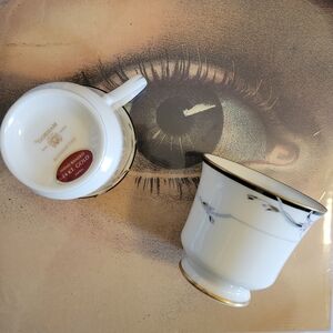 Gorham China Footed Cups (2) ~ Manhattan ~ Hand Banded 24kt Gold Accent ~ NWT